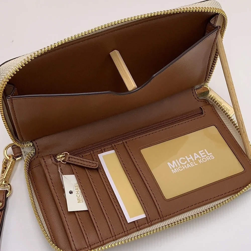 MICHAEL KORS LARGE X CHAIN SHOULDER TOTE & LG FLAT MULTIFUNCTIONAL PHONE CASE - Picture 11 of 16